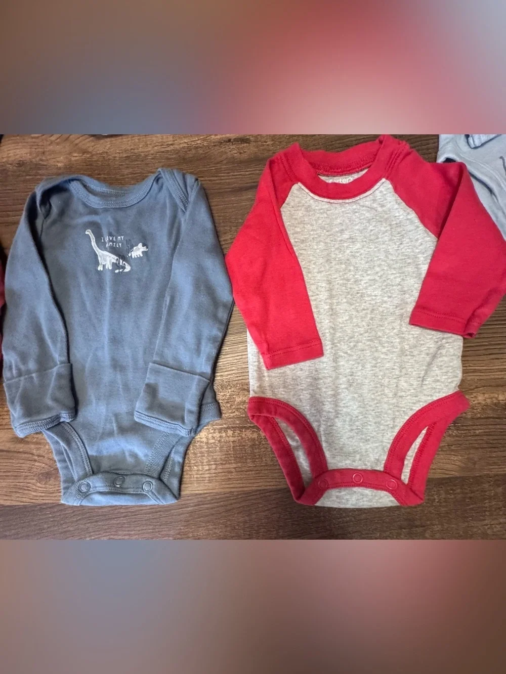 Carter's Long-Sleeve Baby Bodysuit Bundle in Blue, Red, Green, Gray